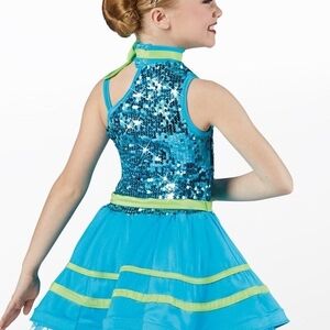 Weissman Teal and Lime Kids Dance Costume